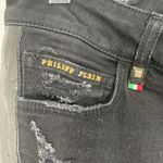 Philipp Plein Women's Black Texas Rock Distressed Straight Cut Jeans Size 26 Photo 2