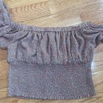 ASTR  the label off the shoulder boho floral chiffon sleeve crop top M Photo 10