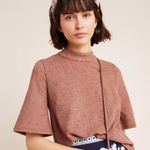 Anthropologie  Current Air Bette Tie-Back Cotton Contemporary Brown Blouse Top Photo 0