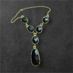 Vintage Womens Chunky Black & Gold Toned Tiered Rhinestone Chain Y Photo 1