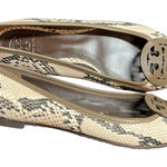 Tory Burch Louisa Python Brown Beige Black Snake Print Logo Ballet Flat Size 6.5 Photo 0