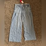 Lucky Brand  Wide Leg Pleated Liquid Denim Palazzo Jeans Size 31 In River NEW Photo 2
