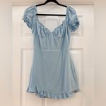 More to Come Aria Ruffle Mini Dress Puff Sleeve Blue sz Medium Photo 5