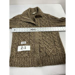 st. john's bay Womans St John’s Bay Pullover Sweater PL Brown Full Zip Floppy Collar Photo 5