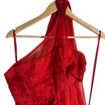 Ashley Park Scene Stealer Red Chiffon One Shoulder Cut Out Cocktail Mini Dress 0 Photo 6