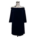 Vince Camuto  Blue Velvet Off-Shoulder Mini Dress S Goth Witchy Vampy Boho Photo 1