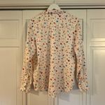 L.L.Bean  white floral cotton wrinkle free button down large Photo 6