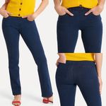 Betabrand Straight Leg Four Pocket Yoga Denim Pull On Jeans: Dark Indigo Blue Photo 1