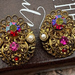 Vintage West Germany Filigree AB Rhinestone Clip Photo 0