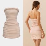 Micas NEW Twist Knot Strapless Sleeveless Mini Dress XS Dusty Rose Wedding Party Photo 1