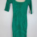 Vintage JPG Jean Paul Gaultier Soleil Emerald Green Lace Mesh Midi Dress size XS Photo 0