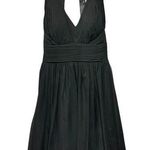 Aidan Mattox Sz 2 Black V Neck Halter Cocktail Party Dress Above Knee Sleeveless Photo 0