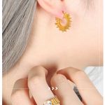 Gold Sun Rays Open Hoop Earrings Photo 2