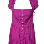 STAUD Hot Pink Elio Cold shoulder Buttun front Midi Dress sz 2 Photo 3