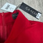 Gracia Red Ruffle Sleeveless Peplum Top Mock Neck Blouse Women's Size L Photo 3