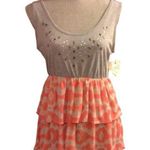 Self Esteem NEW Gray Coral Ruffled Babydoll Tank Top with Stud Detail Juniors L Photo 0