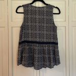 Knox Rose  navy printed lace trim peplum top xs Photo 4