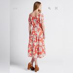 Modcloth  Parker & Rowe Floral Bloom Wildly Tiered Midi Dress Coral Orange XS Photo 1