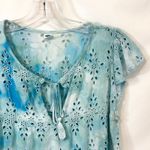 Old Navy  Medium Top Handmade Tie Dye Blue Flutter Sleeve Tassel Boho 1740 Photo 4