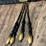 Marjorie Baer vintage braided Belt with metal buckle and beaded fringe detail Black Photo 3