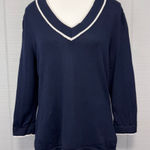 Lauren Ralph Lauren Navy Blue White Stripe V Photo 0