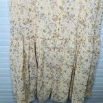 Wishlist Floral Ruffle Midi Dress Beige yellow Combo Size L Short Sleeve Photo 8