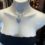 Sterling Silver Milor Italy 925  Blue Laced Agate Omega Necklace Photo 0