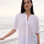 AYR ‎ The Love Spell blouse sz medium flowy white silk cotton shirred Photo 0