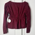 STAUD Peggy Top Plum Cotton Poplin Peplum Blouse Size Medium NWT Red Photo 5