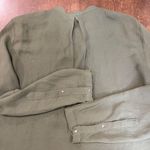ZARA  Basic Chiffon Blouse‎ Women's Size Large Green Military Style Long Sleeves Photo 4