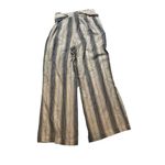 Indigo Rein  Linen Blend Pull On Wide Leg Pants S‎ Blues & Tan Striped High Rise Photo 2