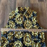 Carole Little  Top Button Up 100% Linen Sleeveless Black & Yellow Artsy Sz Medium Photo 3