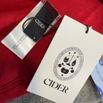 Cider  V-neck Halter Zipper Lace Up Top, Red, S Photo 3