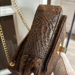 Michael Kors Brown Python Snakeskin & Gold Chain Crossbody Shoulder Bag Photo 15