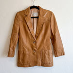 Karen Silton 70s Authentic Vintage 100% Leather Western Blazer Jacket Camel Tan Size 8 Photo 0