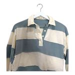 Marine layer  Blue Cream Stripe Cropped Rugby Shirt Long Sleeve Top Size XS Photo 2