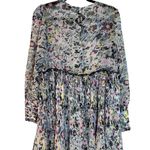 Ganni Floral Plisse Pleated Georgette Mini Dress in Ivory Floral Photo 4