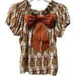 Anthropologie Porridge Viral Pineapple Bow Back Off the Shoulder Top Shirt Small Photo 3