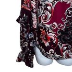 Bebe Gorgeous Long Sleeve Ruffle Trim Blouse Dark Plum Paisley Print EUC Medium Photo 5