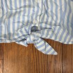 BeachLunchLounge Front Tie Stripe Short Sleeve Button-Up Shirt gingham blue XS Photo 2