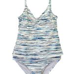 La Blanca  Swimwear Tonal Tidal Striped Tankini Set Blue Cream Size Small | 6/8 Photo 1