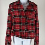 ZARA Red Plaid Cropped Jacket Photo 0