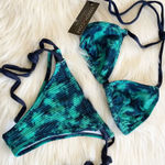 Yandy Two Piece Blue Tie Dye Bikini Set Adjustable Small/Medium NEW WITH TAGS Photo 4