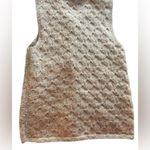 Vintage 90s wool blend hand knit large weave knit sweater vest, GUC, S Tan Photo 1