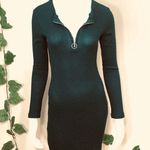 Heart and Hips Heart Hips Green Sweater Henley Dress Photo 4