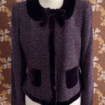 ALBERT NIPON Purple Bow Collar Silk Blend Blazer Jacket Size 10P Photo 0