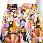 Modcloth Psychedelic Midi Skirt Bold Retro Pink Orange Purple Tie Waist Cotton Photo 5