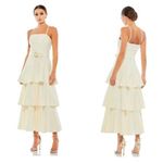 Mac Duggal Spaghetti Straps Tiered Tea-Length Dress in White Ivory Size US 12 Photo 1