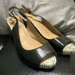 Women's Calvin Klein Giny Black Snakeskin Accent Sling Back Heels Size 8 Photo 0