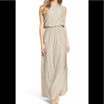 Natalie Deayala drape back silk column dress. NWT Tan Photo 4